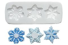 Silikomart Forma silikónová 3D 3 snehové vločky 3x3,5 cm