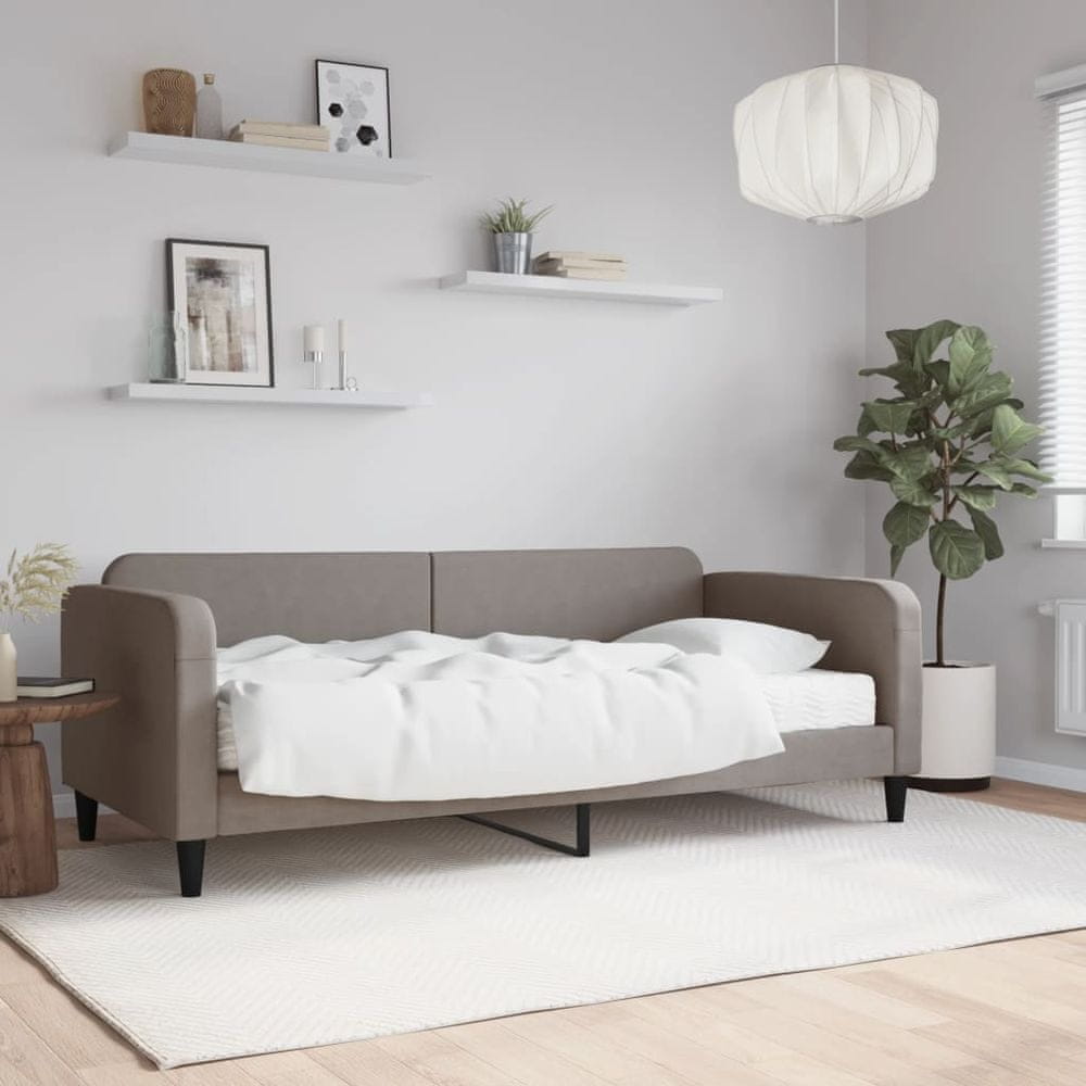 Vidaxl Denná posteľ s matracom sivohnedá 90x200 cm látka
