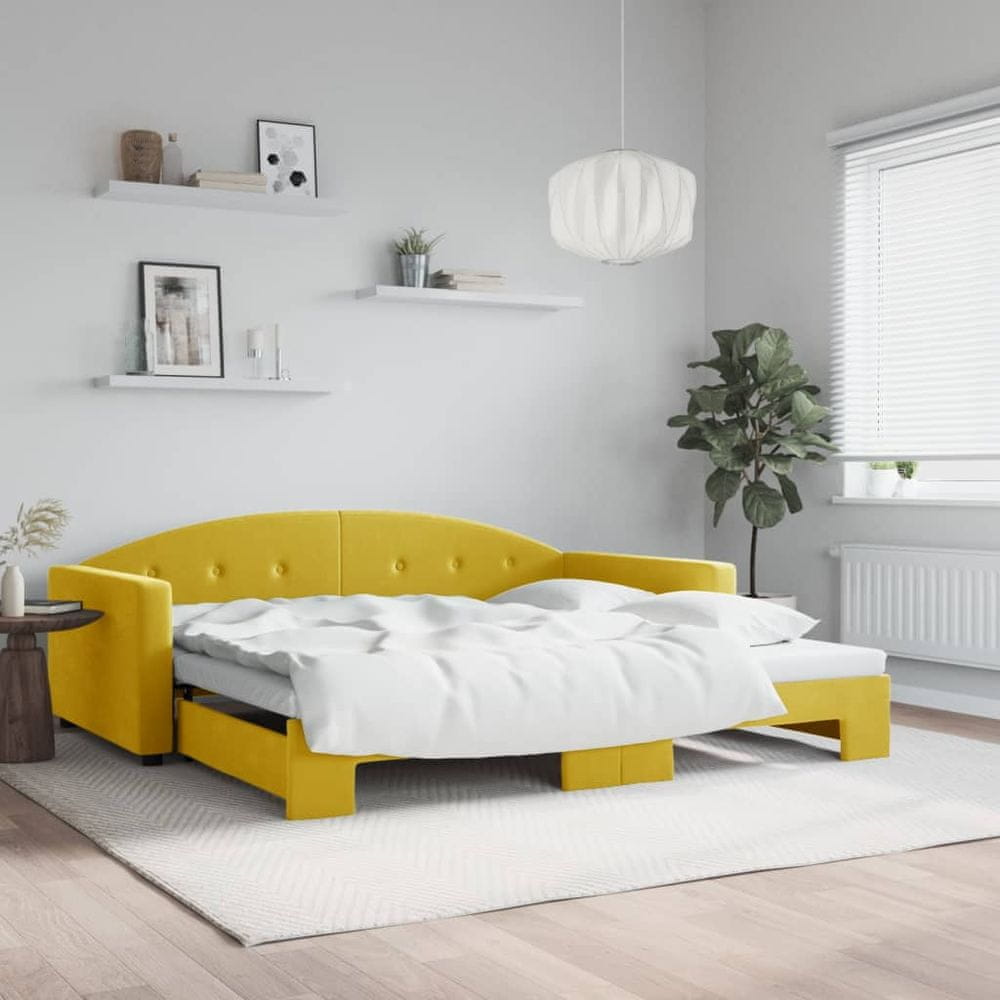 Petromila vidaXL Denná posteľ s rozkladacou posteľou žltá 100x200 cm zamat