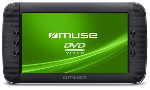 prehrávač Muse M-1028CVB DVD CD 10,1 palcov 26 cm uhlopriečka displej MP3 formát JPEG Xvid OSD zvuk audio reproduktor 1800 mAh batéria 3,5 mm jack automobil cesty deti auto