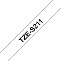 BROTHER extrémně přilnavá páska TZE-S211/ bílá-černá/ 6mm