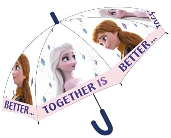 Disney Detský automatický dáždnik priehľadný 74cm - Elza a Anna / Vždy spolu