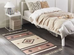Beliani Bavlnený kelímový koberec 80 x 150 cm béžová a hnedá ARAGATS