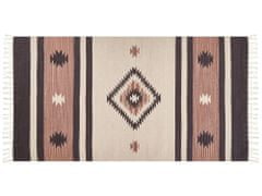 Beliani Bavlnený kelímový koberec 80 x 150 cm béžová a hnedá ARAGATS