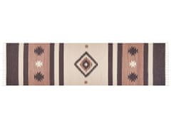 Beliani Bavlnený kelímový koberec 80 x 300 cm béžová a hnedá ARAGATS