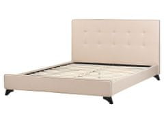 Beliani Béžová čalúnená posteľ 160 x 200 cm AMBASSADOR