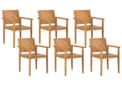 Beliani Sada 6 záhradných jedálenských stoličiek z akáciového dreva BARATTI