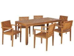 Beliani Záhradná jedálenská súprava stola a 6 stoličiek z akáciového dreva BARATTI