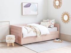 Beliani Zamatová posteľ 90 x 200 cm ružová MARRAY