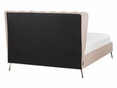 Beliani Zamatová posteľ s USB portom 140 x 200 cm sivobéžová MIRIBEL