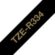 BROTHER Brother TZE-R334 zlatá na černé, 12 mm, textilní páska