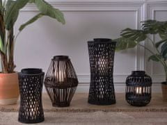 Beliani Bambusový lampáš na sviečku 43 cm tmavé drevo PANAT