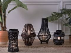 Beliani Bambusový lampáš na sviečku 58 cm čierny LEYTE