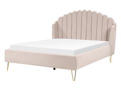 Beliani Čalúnená posteľ 140 x 200 cm béžová AMBILLOU
