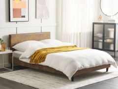 Beliani Čalúnená posteľ v imitácii kože 140 x 200 cm hnedá FITOU