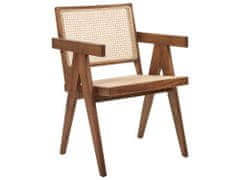 Beliani Drevená stolička s ratanovým výpletom hnedá/svetlé drevo WESTBROOK