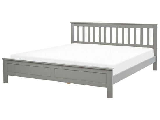 Beliani Drevená posteľ 180 x 200 cm sivá MAYENNE