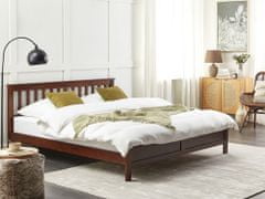 Beliani Drevená posteľ 180 x 200 cm tmavé drevo MAYENNE