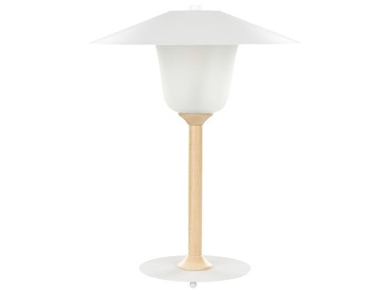 Beliani Drevená stolná lampa biela MOPPY