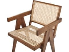Beliani Drevená stolička s ratanovým výpletom hnedá/svetlé drevo WESTBROOK