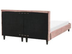 Beliani Zamatová posteľ 140 x 200 cm ružová FITOU