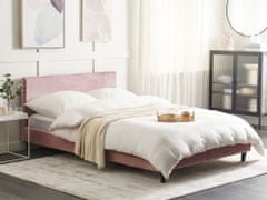 Beliani Zamatová posteľ 140 x 200 cm ružová FITOU