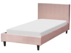 Beliani Zamatová posteľ 90 x 200 cm ružová FITOU