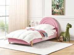 Beliani Zamatová posteľ 90 x 200 cm ružová ANET