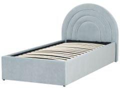 Beliani Zamatová posteľ s úložným priestorom 90 x 200 cm svetlomodrá ANET