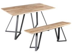 Beliani Jedálenská súprava stola a lavičky svetlé drevo/čierna UPTON