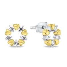 Brilio Silver Nežný bicolor set šperkov so zirkónmi SET239WY (náušnice, náhrdelník)