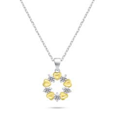 Brilio Silver Nežný bicolor set šperkov so zirkónmi SET239WY (náušnice, náhrdelník)