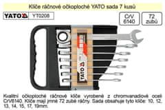 YATO Kľúče račňové sada 7 kusov očkoploché 10-19mm