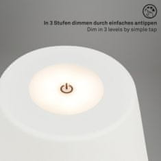 BRILONER BRILONER LED nabíjacia stolná lampa pr.16,5 cm 3,5W 400lm biele IP44 BRILO 7437016