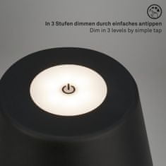 BRILONER BRILONER LED nabíjacia stolná lampa pr.16,5 cm 3,5W 400lm čierna IP44 BRILO 7437015