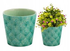 Polnix Zelené keramické puzdro na kvety štýlové 13,5 x 13 cm
