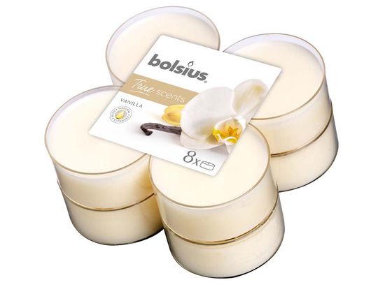 Bolsius Aromatic 2.0 Vonné čajové sviečky Maxi 8ks, Vanilla