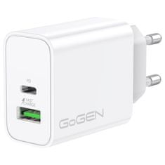 GoGEN sieťová nabíjačka s USB/USB-C, PD 30 W a Fast Charge, ACHPD 230 W, biela (GOGACHPDQ230W)