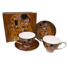Home Elements  Porcelánová šálka a podšálka 2 x 250 ml, Klimt, Bozk, zlatý