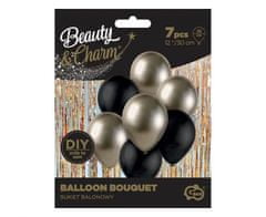 Sada latexových balónikov - chrómovaná prosecco - čierna 7 ks - 30 cm