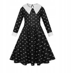 Korbi Wednesday Addams vzorované šaty, halloween kostým, 130