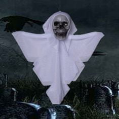 Korbi Závesná ozdoba hlavy lebky, strašidelná halloweenová dekorácia, biely