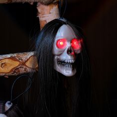 Korbi Závesná LED lebka žiariaca hlava, ozdoba do vlasov, halloweenska dekorácia, 50cm
