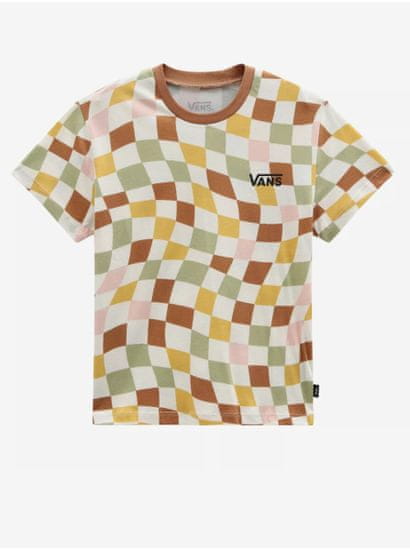 Vans Bielo-hnedé dievčenské kockované tričko VANS Checker Print