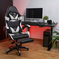 TopKing Gaming Herná Kancelárska stolička s podnožníkom čierno-biela