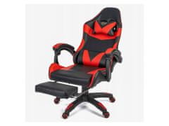 TopKing Gaming Herná Kancelárska stolička s podnožníkom čierno-červená