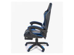 TopKing Gaming Herná Kancelárska stolička s podnožníkom čierno-modrá
