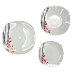 Home Elements  Porcelánová súprava tanierov, 18 kusov, Pruhy a lístky