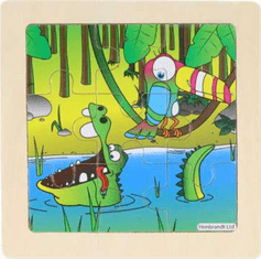 Drevené puzzle Džungľa s krokodílom 9 dielikov