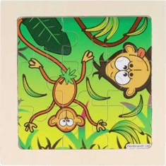 Drevené puzzle Džungľa s opicami 9 dielikov